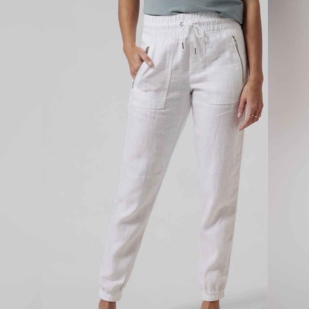 100% Linen Athleta Cabo Linen Jogger White